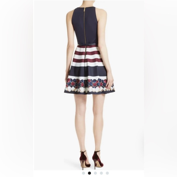 Ted Baker London Annalie Rowing Stripe Skater Dress Mini Dress | Navy | Size 2 - Picture 6 of 13